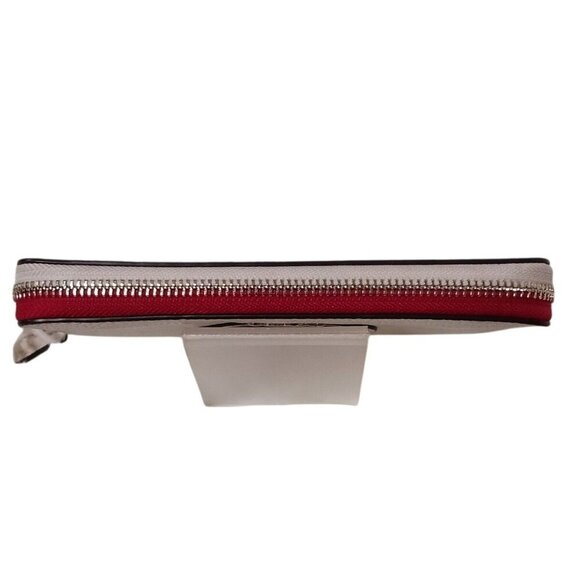 Coach Red Lips White Leather Accordion Zip Around Long Wallet - Picture 7 of 12